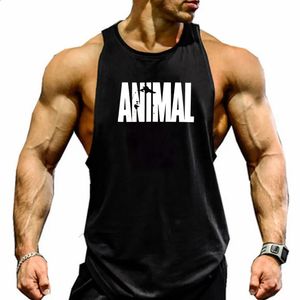 Erkek pamuk kolsuz gömlek hayvan vücut geliştirme egzersiz tankı üstleri kas fitness gömlekleri erkek spor salonu kafatası canavar stringer yelek 240119