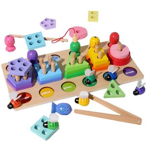 Игрушки-головоломки Монтессори, цвет фруктов, познавательная форма, соответствующая ручка, тренировка мелких движений, детская магнитная деревянная игрушка для рыбалки 240202