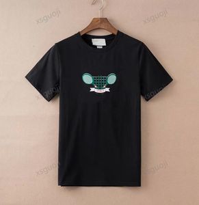 Tenis Raket Nakış Seti İtalya Giyim Setlerinde Yapılan Günlük Bej Tshirt Erkekler Kadın Kısa Kollu Yaz Tişört Moda Tee3695517