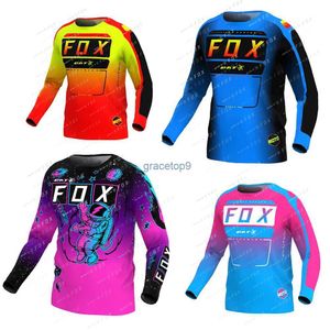 Erkek Tişörtler Erkekler Uzun Kollu Dağ Bisikleti Jersey Downhill Enduro Gömlek Motokros Motosiklet Yarışı MTB Bat Fox T-Shirt HSZD