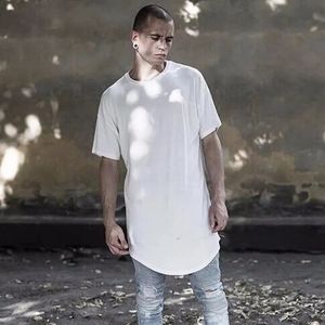 Хлопковая модная удлиненная длинная мужская футболка уличная одежда в стиле хип-хоп, панк, топы с короткими рукавами, свободные повседневные TX145 RC 240201