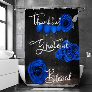 1 шт. тканевая занавеска для душа синяя роза благодарная благословенная занавеска для душа в ванной комнате и 12 пластиковых крючков 71x71in 240131