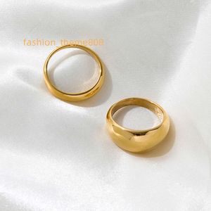 Высококачественные 18-каратные позолоченные pvd водонепроницаемые штабелируемые кольца из блестящего золота из нержавеющей стали с куполом для женщин, модные ювелирные изделия