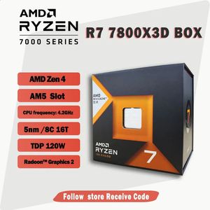 Ryzen 7 7800X3D CAIXA R7 42 GHz 8Core 16Thread Processador CPU 5NM 96M 100100000910 Soquete AM5 Sem ventilador 240126