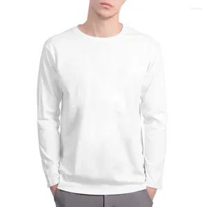 Ternos masculinos a2841 marca de algodão manga longa t-shirts cor pura camisa masculina o-pescoço homem camiseta superior para roupas masculinas