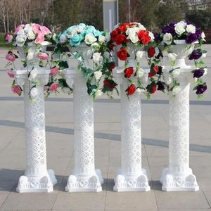 Dekoratif çiçekler moda düğün sahne roman sütunları beyaz plastik sütunlar saksı yol yol kurşun standı parti etkinliği