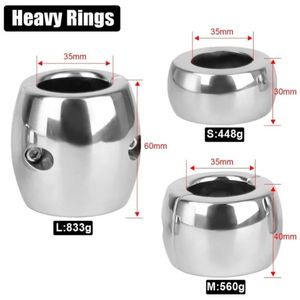 Cockrings Sex Toys for Men Cock Lock Ring Testis Weight Stretchers Scrotum Pendant Ball Penis Trainer Restraint Stainless Steel