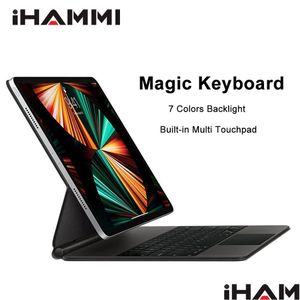 Tablet PC Cases Bags teclado mágico para iPad Pro 11 10,9 12,9 polegadas AIR 4 5 Com Toucad inteligente 7 cores Luzes de fundo Caso ER Drop Ottes