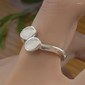 Кольца кластера, оригинальное нишевое открытое кольцо из стерлингового серебра S925 с роскошным дизайном и белым светло-зеленым опалом