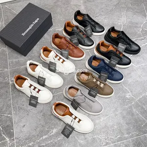 Designer Zegna Mens Sapatos Casuais Negócios Casual Festa de Casamento Social Qualidade Couro Leve Chunky Tênis Formais Tamanho 38-45