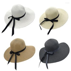 Береты, летняя соломенная шляпа с широкими полями, женская отпускная гибкая простая складная дорожная солнцезащитная кепка с УФ-защитой, Прямая поставка