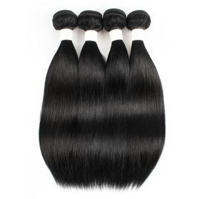 Brezilyalı düz insan saç demetleri renk 1 jet siyah Hint Perulu saç demetleri 3 veya 4 demet 1022 inç Remy İnsan Saç Ex5770256