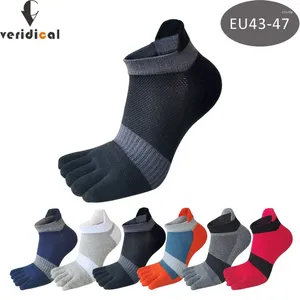 Erkek Çoraplar Büyük Boyut Ayak Parmağı Spor Adam İş Kişisi İş Teri Emme Sığ Ağız Çizgili Fitness Seyahat 5 Parmak Plus EU43-47