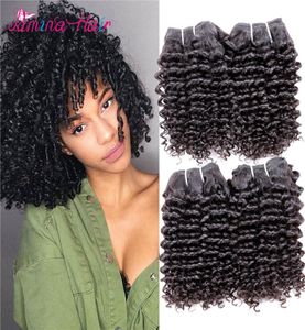 Kinky Curly Human Hair 4 Bündel natürliche schwarze 10a 100 unverarbeitetes menschliches Remy Haar Kurzes Salon lockiges Gewebe brasilianisches jungfräuliches Haar W3098394