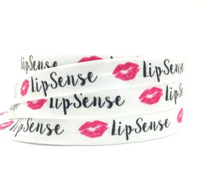 5 8 Lip Sense Print Fold Over Elastic Ganze Lippen Bedrucktes FOE Elastic Tape Band Gurtband für Mädchen Pferdeschwanzhalter Haargummi Klammer6088223