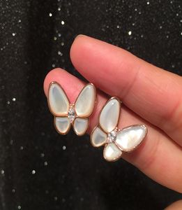 Güzel 3D Kabuk Kelebek Elmas Küpeler Yeni Moda Saplama Küpe Takı Kadın Kızlar S925 Gümüş Post3602221