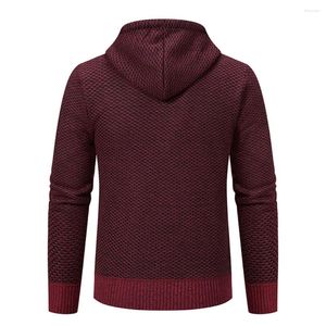 Erkek Sweaters Men için Şık Örme Hırka Kapşonlu Kazak Ceket Kırık Kış Dış Giyim Kırmızı Mavi Yeşil Kahverengi Gri