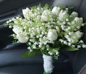 Vadi Gelin Buket İpek Lily Yapay Düğün Çiçek Beyaz Laleler Accessoires Mariage Dekorasyon Ramo de Novia Boda4458126
