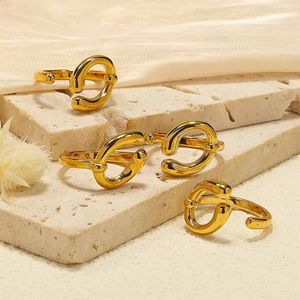 Moda c forma anéis abertos para mulheres homens simples jóias de aço festa presente punk acessórios itens 2023 240125