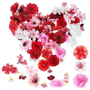 Dekoratif Çiçekler 100 PC Erik Kafa Düğün Dekor Kırmızı Güller Yapay Dökme İpek Kafaları El Sanatları için