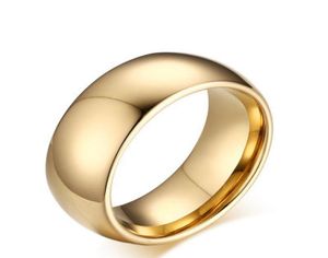 Anéis masculinos resistentes a arranhões, anéis de aço inoxidável para homens, anel de ouro largo 8mm, peso 154g, tamanho americano 6133533588