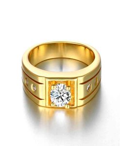 Lüks erkek mücevherler platinumgoldrosegold kaplama solitaire çerçeve seti Cz Crystal Groove Band Pemby Ring US size 8102425377