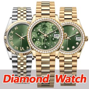 Lüks Saat Tasarımcısı Saatler Yüksek kaliteli en iyi 31mm bayanlar otomatik mekanik kol saati Elmaslar Giyen 904L Paslanmaz Çelik İzle Çiftlerin Anneleri İçin Hediye