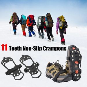 11 Diş Krampon Kar ve Buz Tırmanma Ayakkabıları Kışın Kış Dış Mekan Ayakkabı Çivileri Kelepçeleri Antislip Kapakları 240125