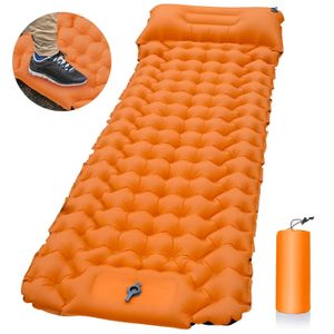 Outdoor Sleeping Pad Camping Inflatable Mattress with Pillows Travel Mat Folding Bed Ultralight Air Cushion Hiking Trekking 240306