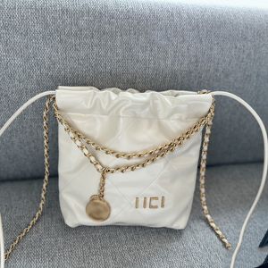 22 çöp torbası moda kadın mini omuz çantası 20cm deri elmas altın donanım metal banka lüks el çantası para çekicilik zinciri crossbody çanta makyajı sacoche çanta