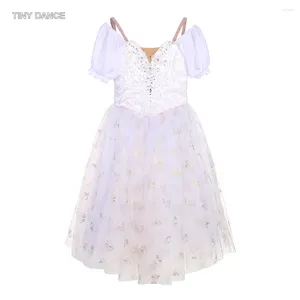 Sahne Giyim Klasik Beyaz Özelleştirilmiş Profesyonel Tutus Bale Dans Kostümü Yetişkin Kızlar Kısa Kollu Romantik Uzunluk Tutu Elbise Kadın