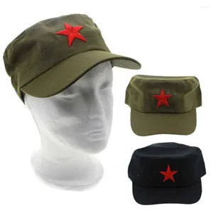 Береты, подарки, китайская винтажная унисекс тканевая шапка с красной звездой, зеленая плоская армейская кепка
