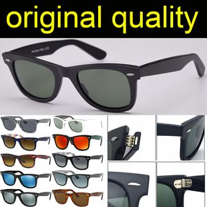 Luxus-Brillen-Sonnenbrille für Herren und Damen, Acetat-Rahmen mit Glaslinsen, klassische Sonnenbrille, männlich und weiblich, mit Lederbox