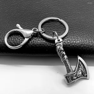 Anahtar zincirleri enfes çift taraflı kolye karga kurt metal balta anahtarlık viking odin savaş anahtar yüzüğü