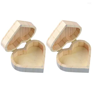 Bolsas de jóias Caixa de armazenamento de dia dos namorados em forma de coração anel de madeira pulseira organização embalagem brincos presente artesanato
