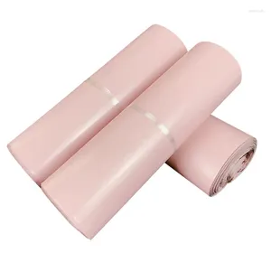 Сумки для хранения, 50 шт., светло-розовый, непрозрачный, курьерская почтовая упаковка, утолщенная сумка на 12 проводов, водонепроницаемый конверт из полиэтиленового материала, 25x35 см
