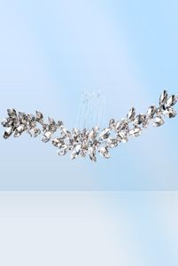 Çarpıcı Art Deco Vintage Silver Clear Rhinestone Crystal Flower Düğün Saç Karak Yüzey Başlık Saç Aksesuarları Nedime J3859964