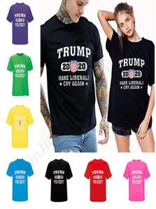 Мужчины Женщины Футболка с Дональдом Трампом Летние топы Футболка с коротким рукавом с воротником Футболка Trump 2020 MAKE LIBERALS CRY AGAIN 11 Color D16475267