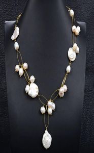 Guaiguai takılar doğal beyaz keshi inci kolye kolye kolye kadınlar için gerçek taşlar taş bayan moda mücevherler2438461