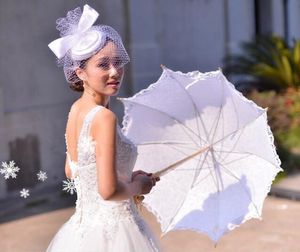 Yeni Düğün Dantel Gelin Şemsiyeleri Beyaz Fildişi Güneş Şemsiye Popografi Props Güzel Gelin Aksesuarları Yüksek Kaliteli Düğün FAV4373131