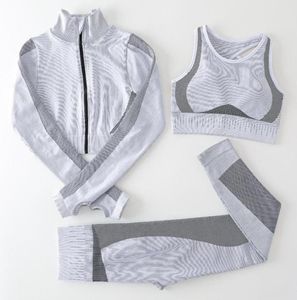 Teach Wear Designer Womens yoga Suits Gym Sportswear Trailtsits Fitness Sport Üç Parçalı Set 3 PCS Sütyen Tayt Kıyafetleri Aktif WOR5999477