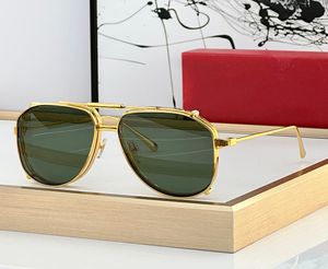 Moda üst tasarımcısı 0352 güneş gözlüğü klasik erkek metal pilot şekil katlanır klipsli güneş gözlükleri yaz basit boş zaman stili anti-ultraviyole