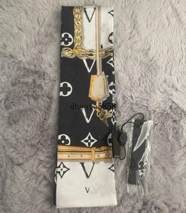 2024 модная шелковая сумка-шарф, женская сумка с алфавитом и цветком, высокий дизайн, повязка на голову, размер 8-120 см, без коробки