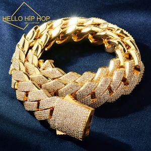 Hello hip hop Men Hip Hop Necklace 20mm 4Row Miami Cuban Chain Gold Color Iced Out Zirconia Link Fashion Rock Rapper Jewelry