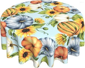 Masa bezi Şükran Günü masa örtüsü tur 60 inç Sonbahar Hasat Turuncu Mavi Beyaz Kabak Sonbahar Teal Arka Plan Mevsim Tatil Dekoratif