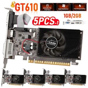 Graphics Cards 1-5PCS GT610 Video Card 1 2GB PCIE X16 2.0 NVIDIA GeForce DDR3 VGA HD DVI 64Bit 1800MHz GPU