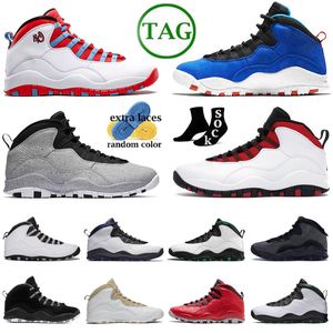 Jumpman 10 10s Chicago Flag Льняная сталь Двойной никель Shadow Bulls Over Drake Черная Леди Свободы Лесной камуфляж Прохладный серый Баскетбольные кроссовки с порошком в честь 10-летия