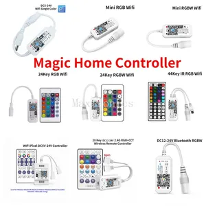 Denetleyiciler Magic Home Bluetooth Kablosuz Wifi DC5V 12V 24V LED Denetleyici RGB/RGBW IR RF WS2811 WS2812B Tek Renkli RGB RGBW Şerit