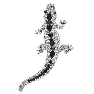 Broşlar Wulibaby Lovey Gecko Kadınlar İçin UNISEX RHINESTONE TIRAK KEZA KEREGAR PARTİ SAYIT BROOCH PIN HEDİYELERİ