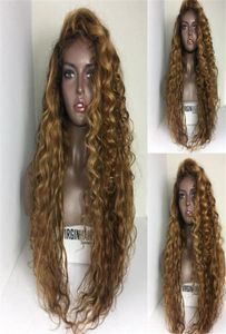 Glueless tam dantel insan saç perukları ile bebek saçlı 150 Brezilya bakire saç gevşek dalga dantel ön bal sarışın peruk